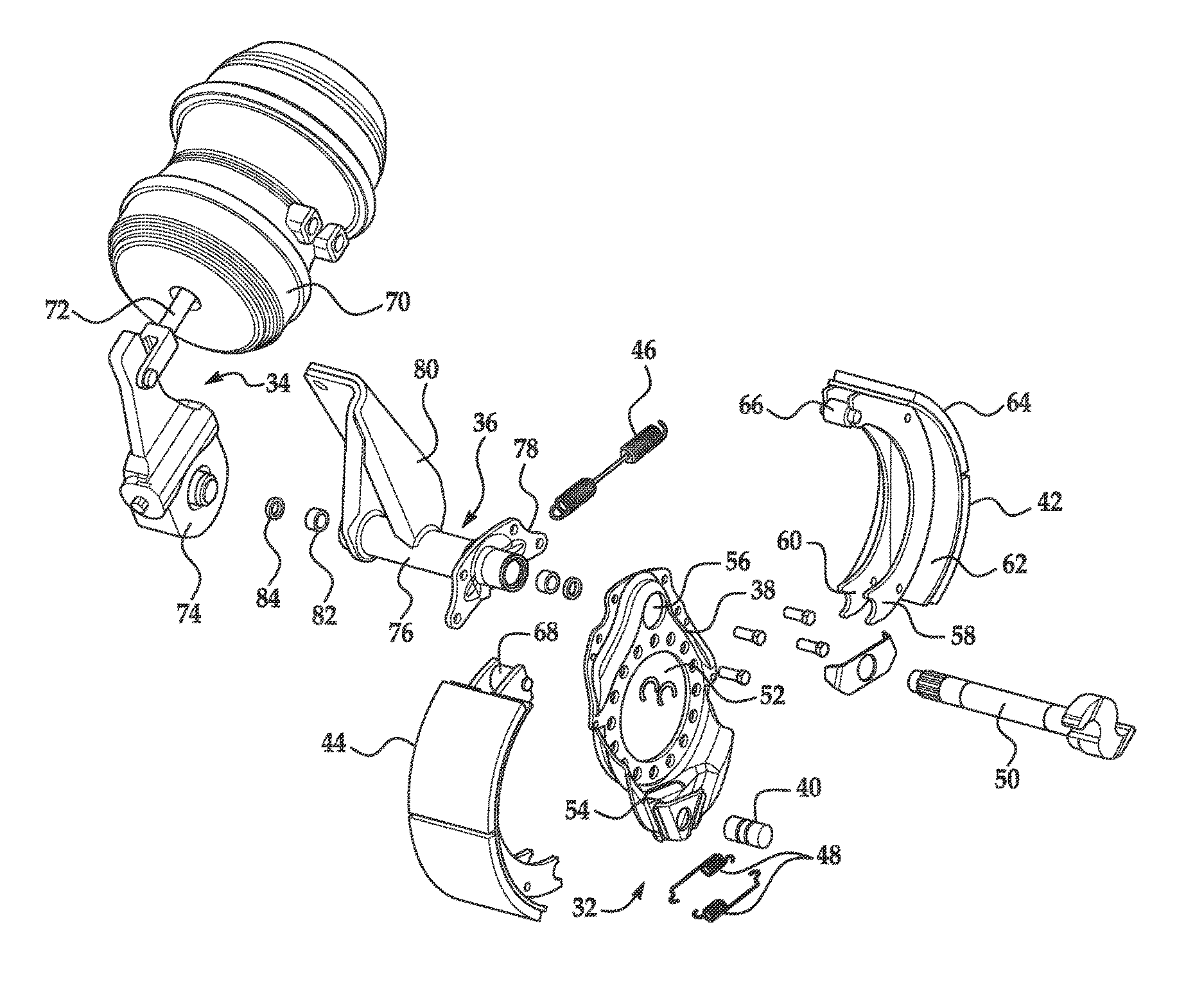 Rigid bracket assembly for mounting a brake assembly and brake actuator