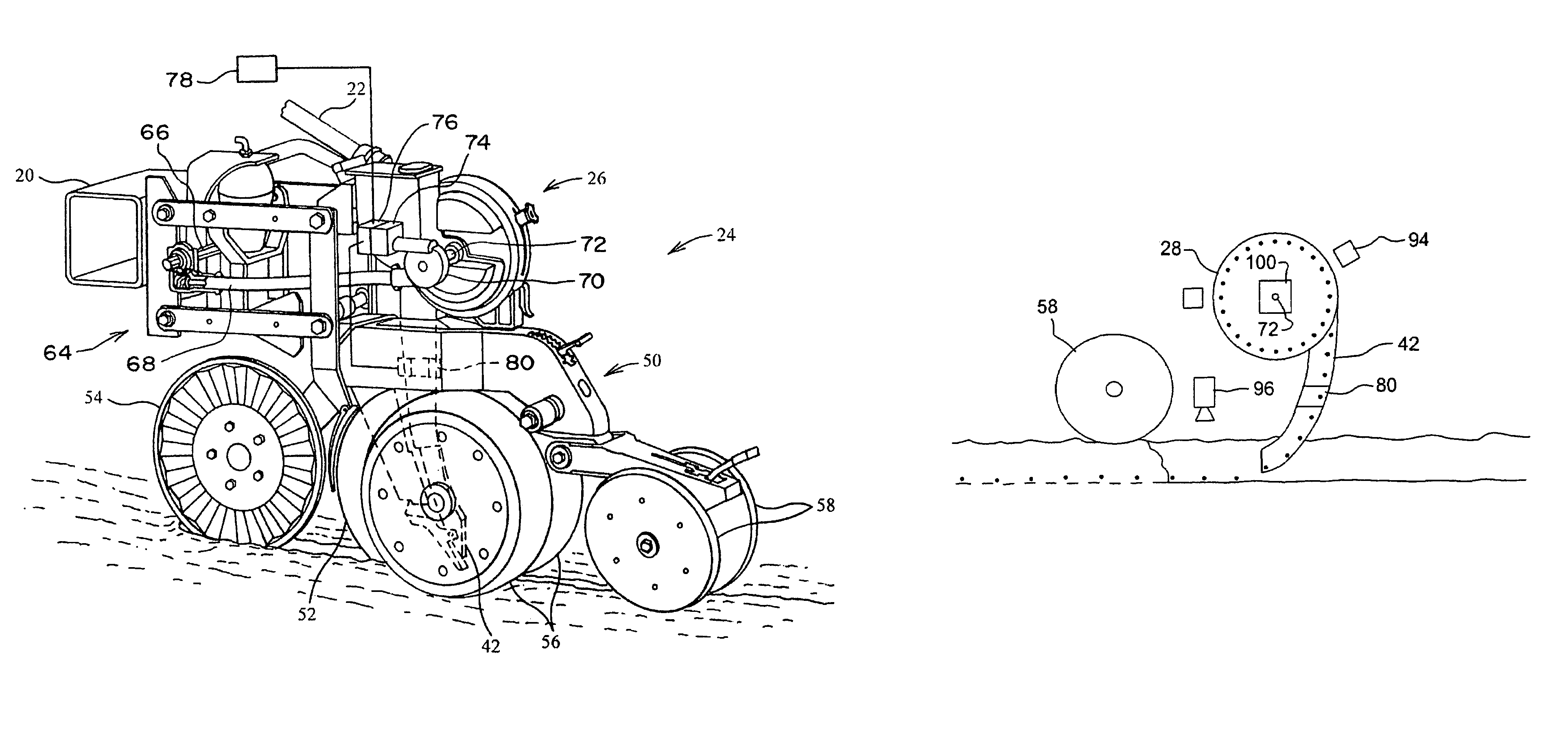 Agricultural seeding apparatus and method for seed placement synchronization between multiple rows