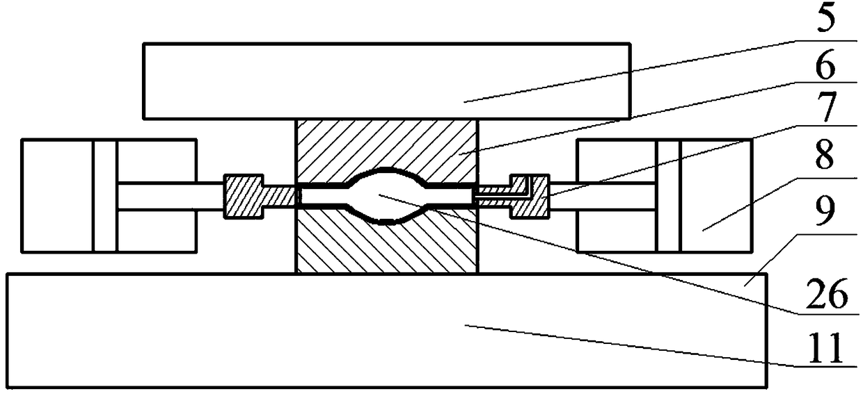 A medium and small-sized internal high pressure forming machine with bulging pressure pulsation loading