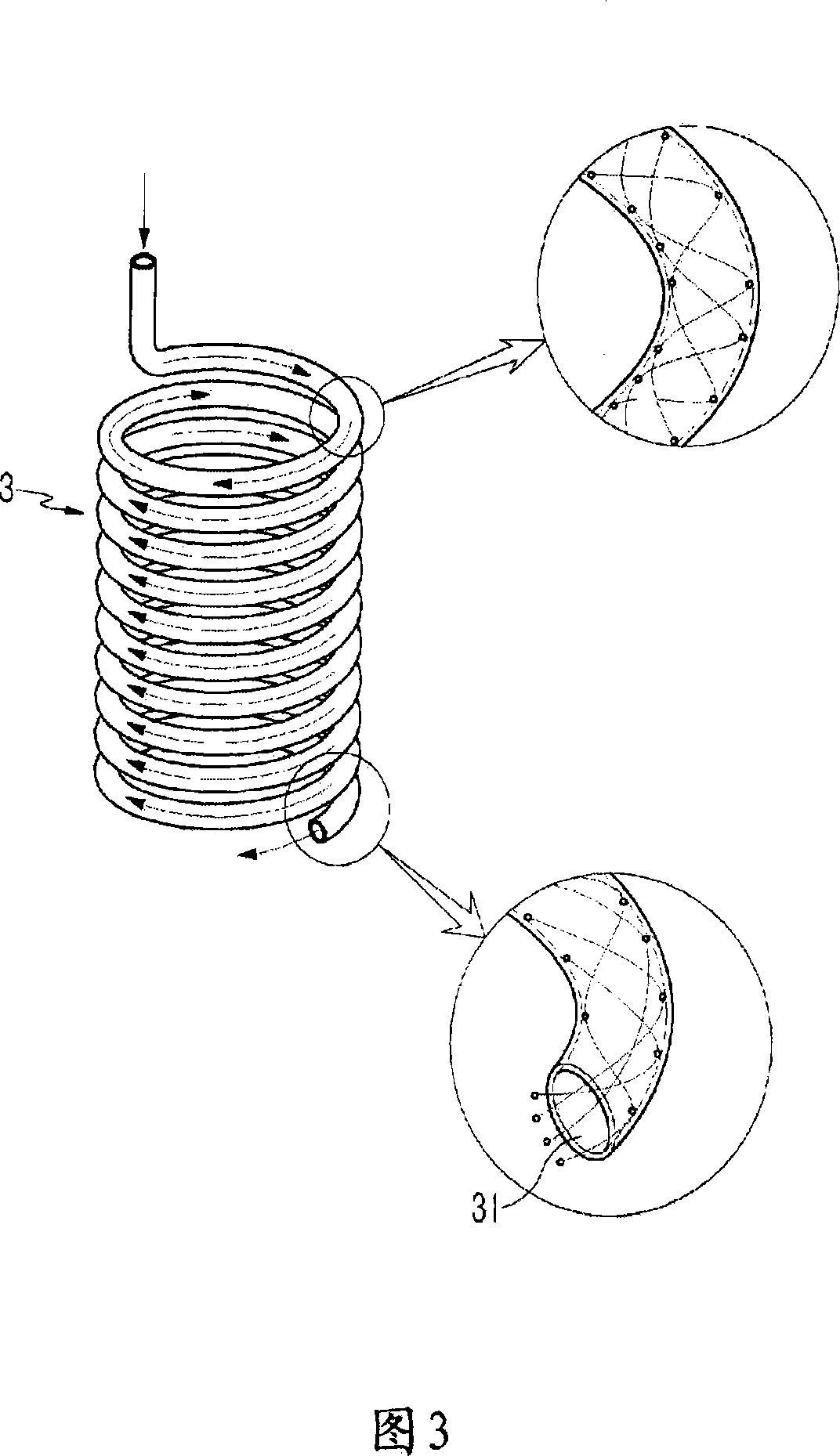 Gas combustion arrangement using circular stream