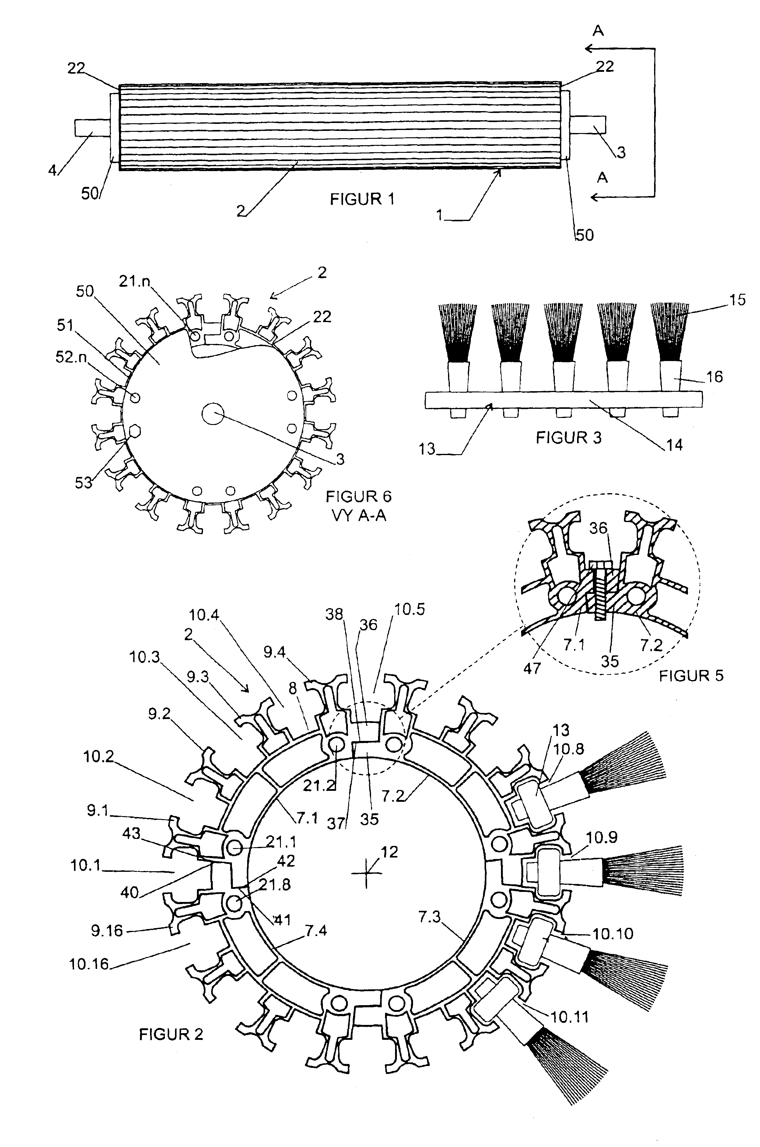 Method for mounting a drum as well as a drum and an axle for a brush roller