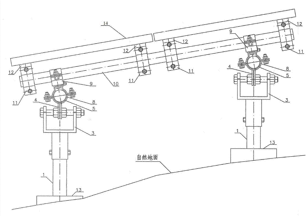 An adjustable mounting bracket for solar battery modules