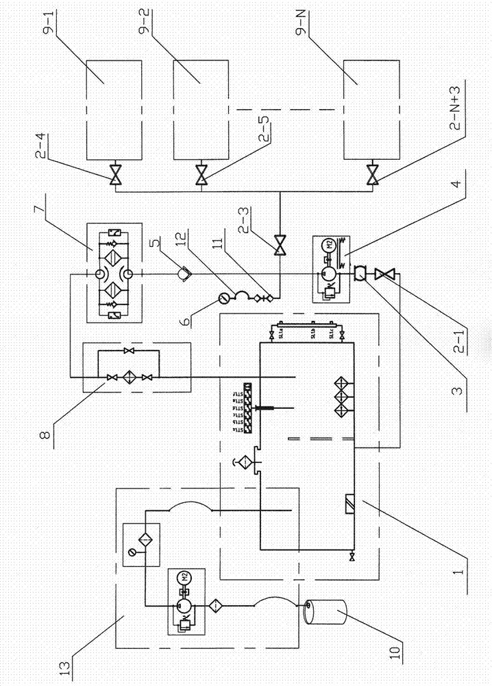 On-line distributed hydraulic station oil tank centralized oil replenishment system and oil replenishment method