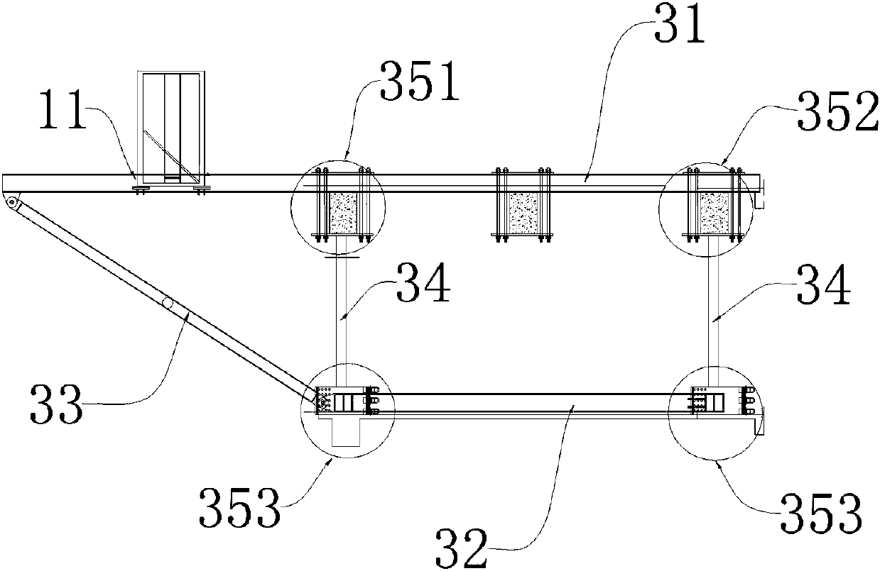 A tower crane dismantling structure and method for high-rise installation