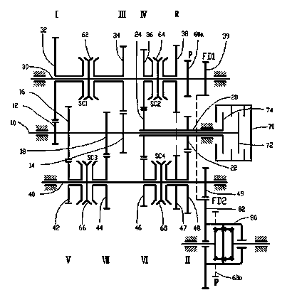 Dual-clutch automatic transmission device