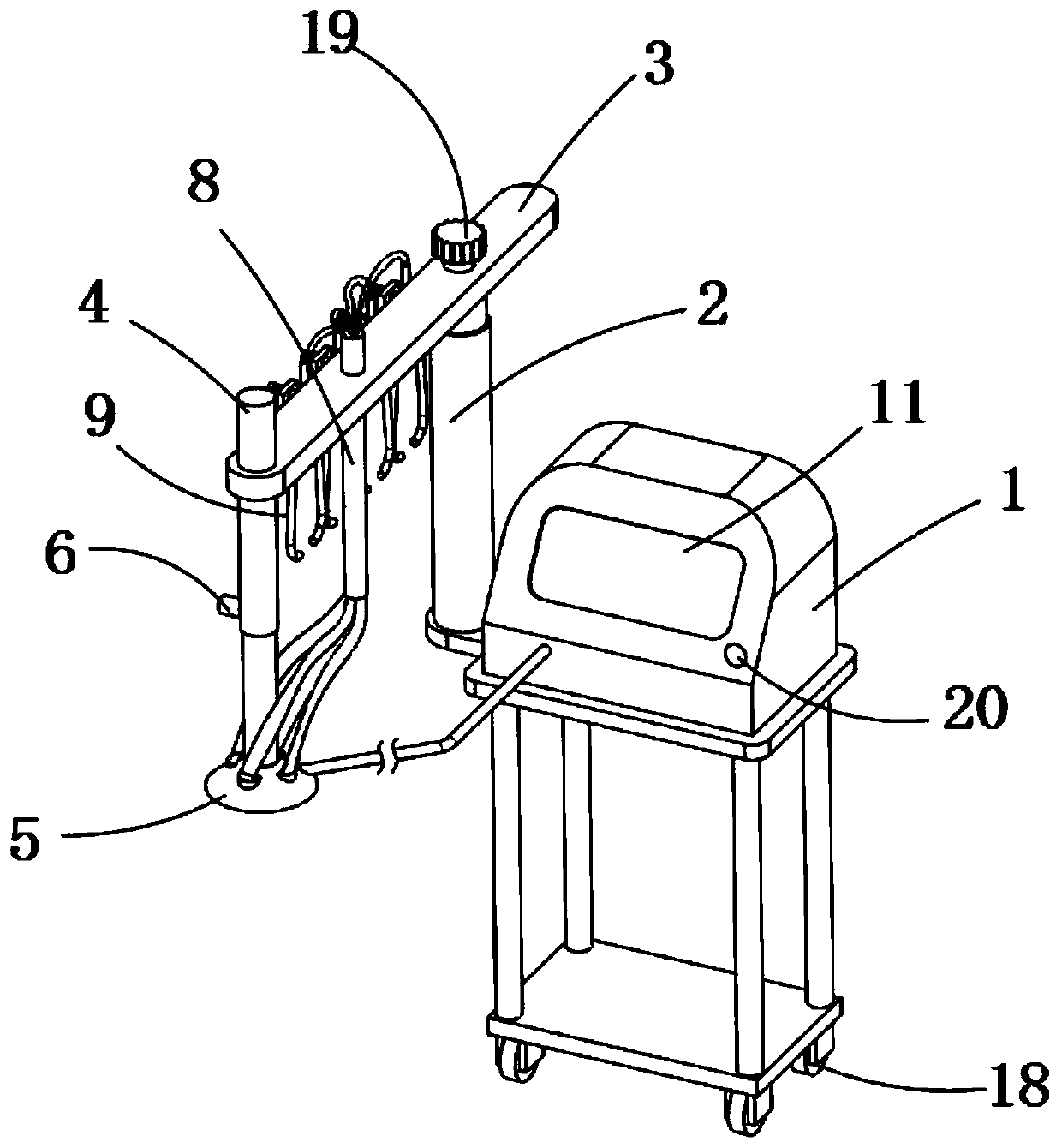 Treatment device for examination on diseases of department of cardiology