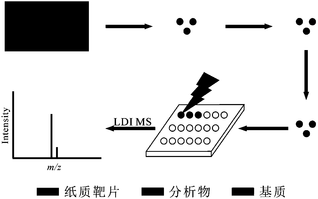 Mass spectrometric detection method based on paper target