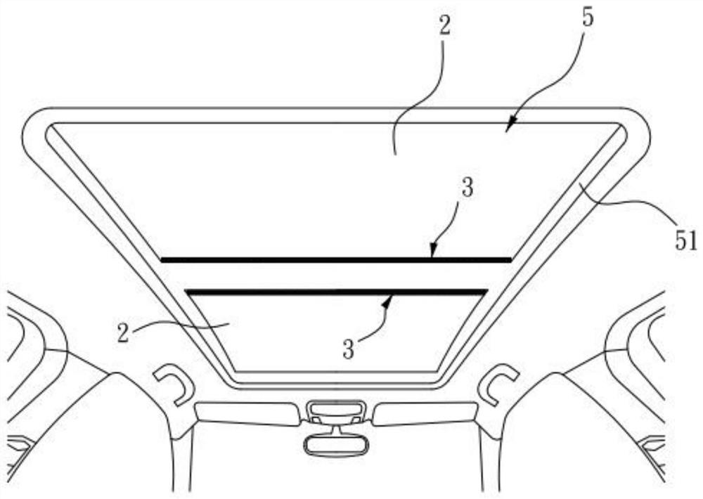 Light-emitting device for automobile sunroof capable of changing display patterns