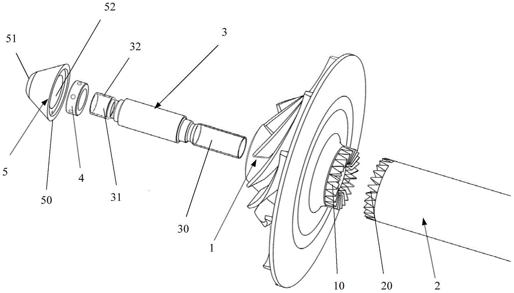 Connection device, rotor and installation method of semi-open impeller and main shaft of centrifugal compressor