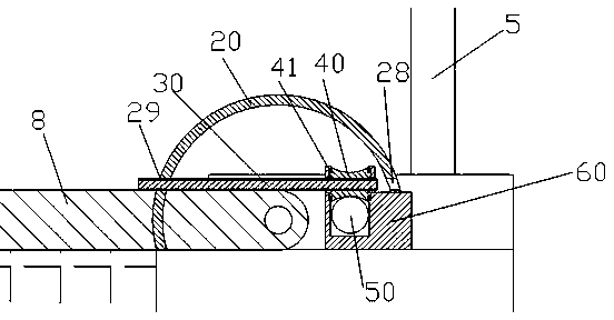 Chip installing device with vertical parts driven by sliding block and provided with elastic materials