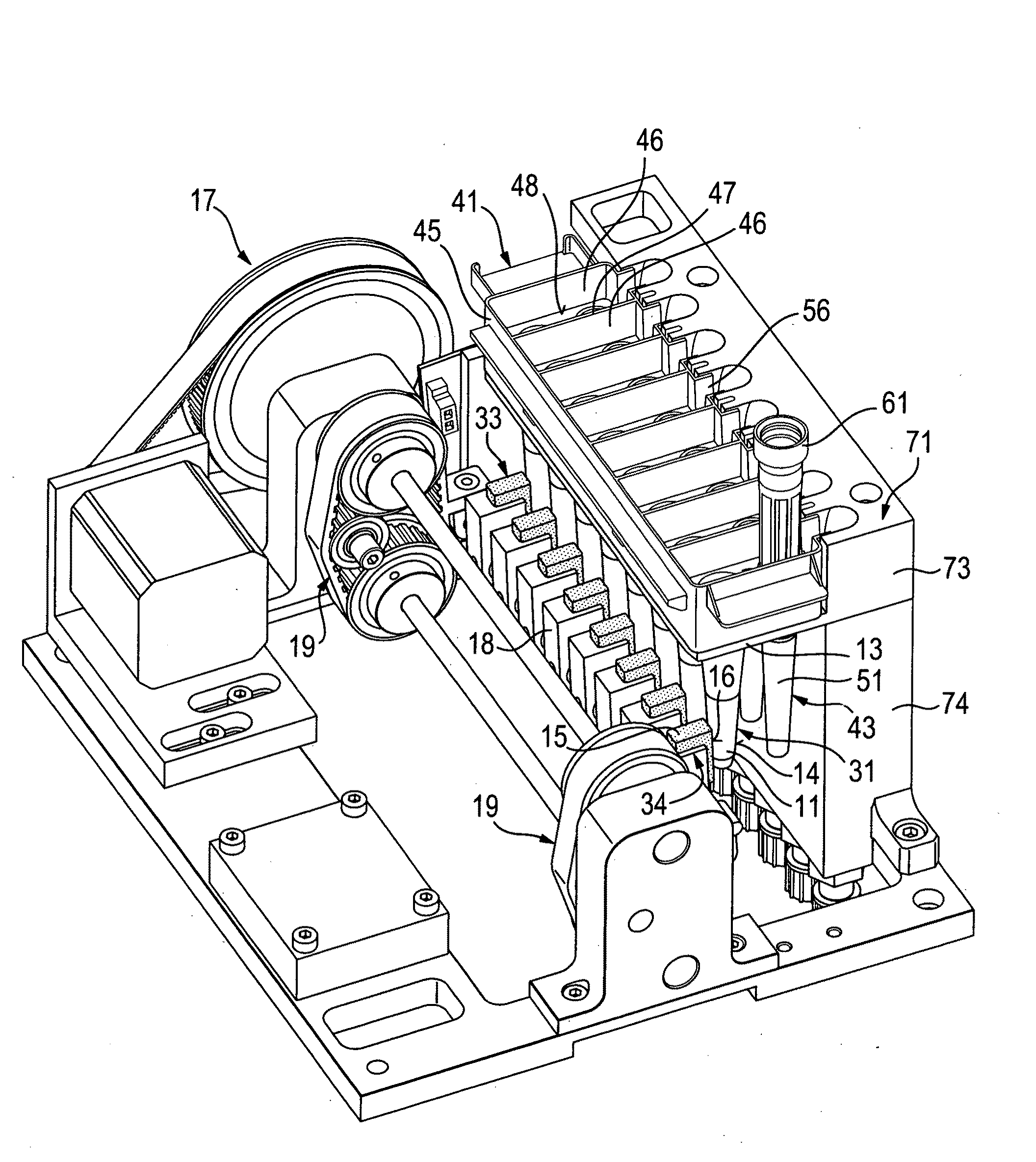 Apparatus for separating magnetic particles from liquids containing said particles, and an array of vessels suitable for use with such an apparatus