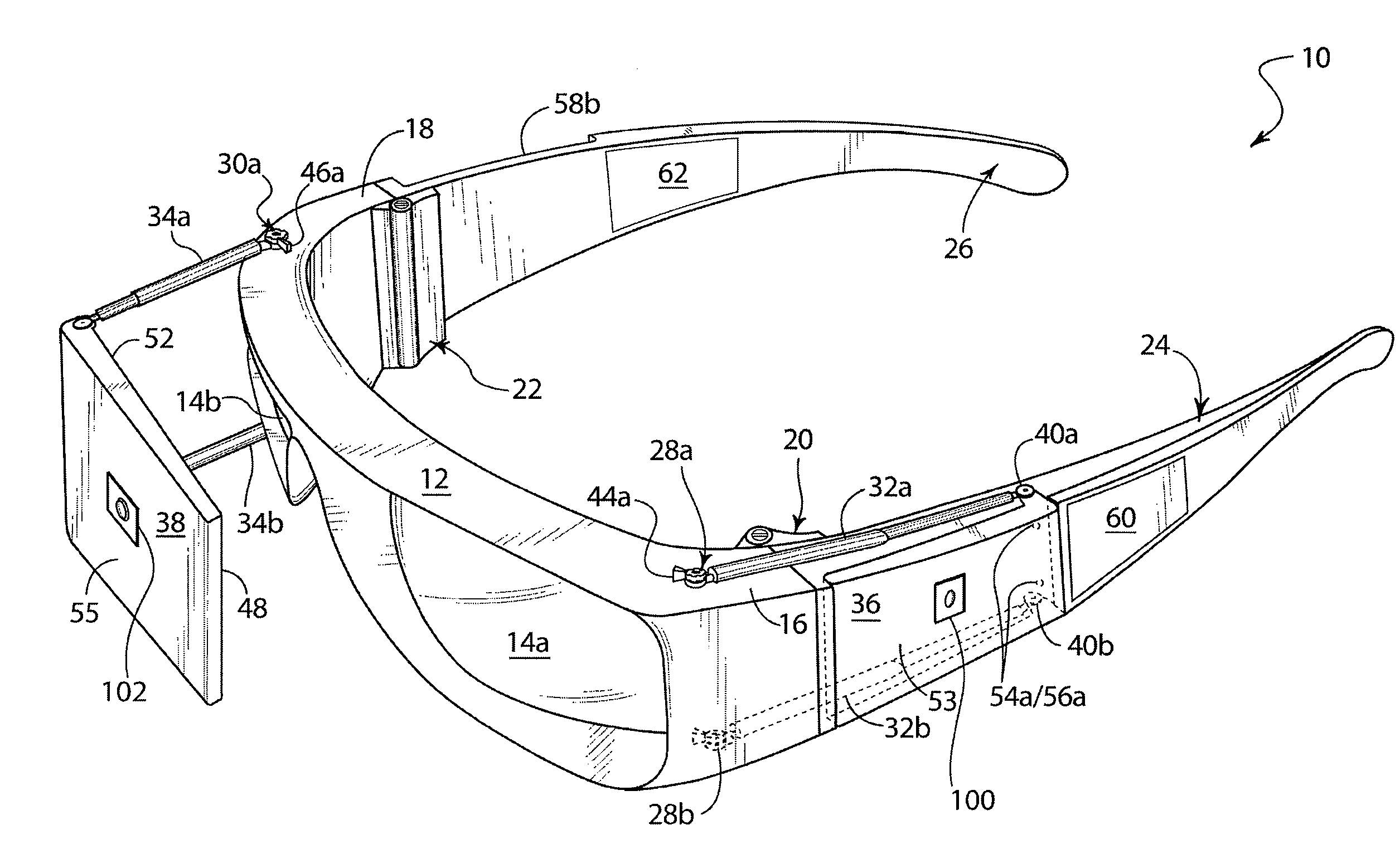 Eyeglasses having integrated telescoping video camera and video display