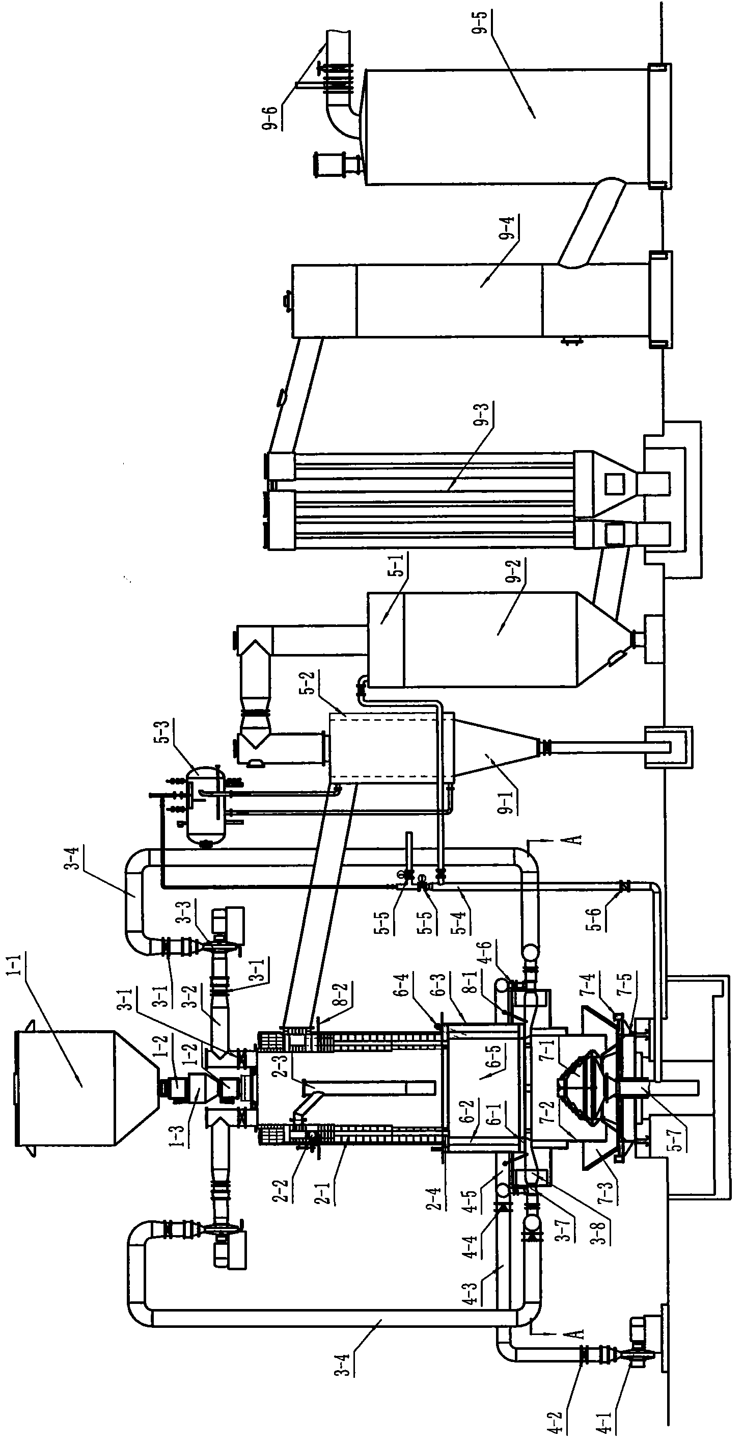 Counterflow burning type coal gasifier device and process thereof