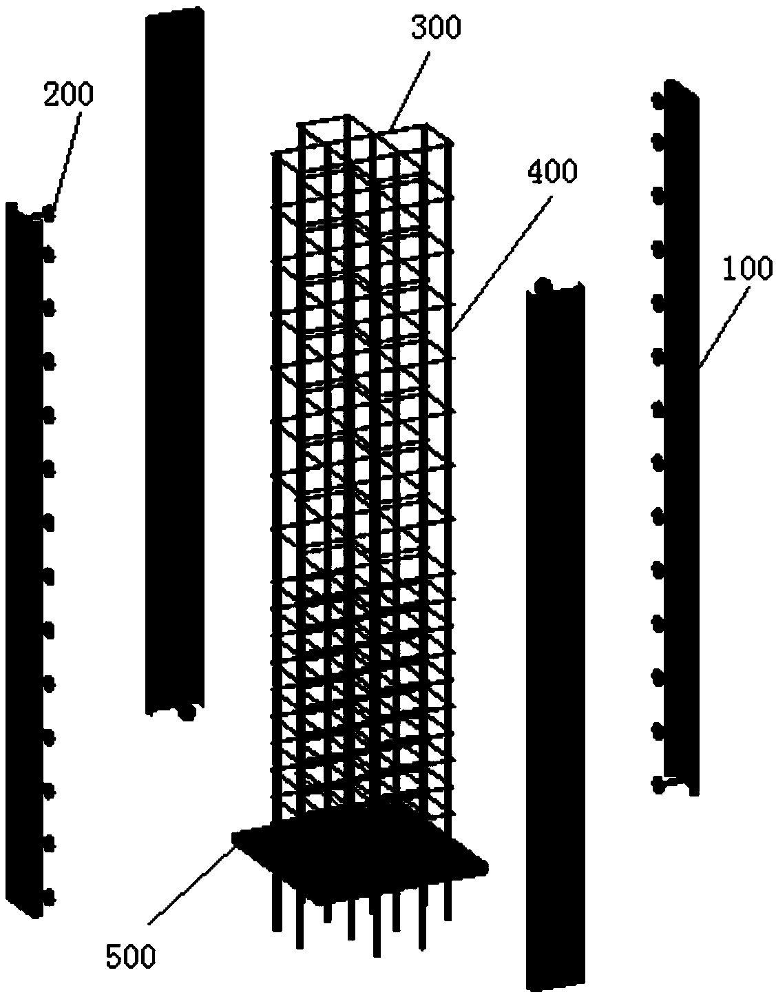 Crisscross-section concrete composite special-shaped column with ends coated with channel steel and construction method of special-shaped column