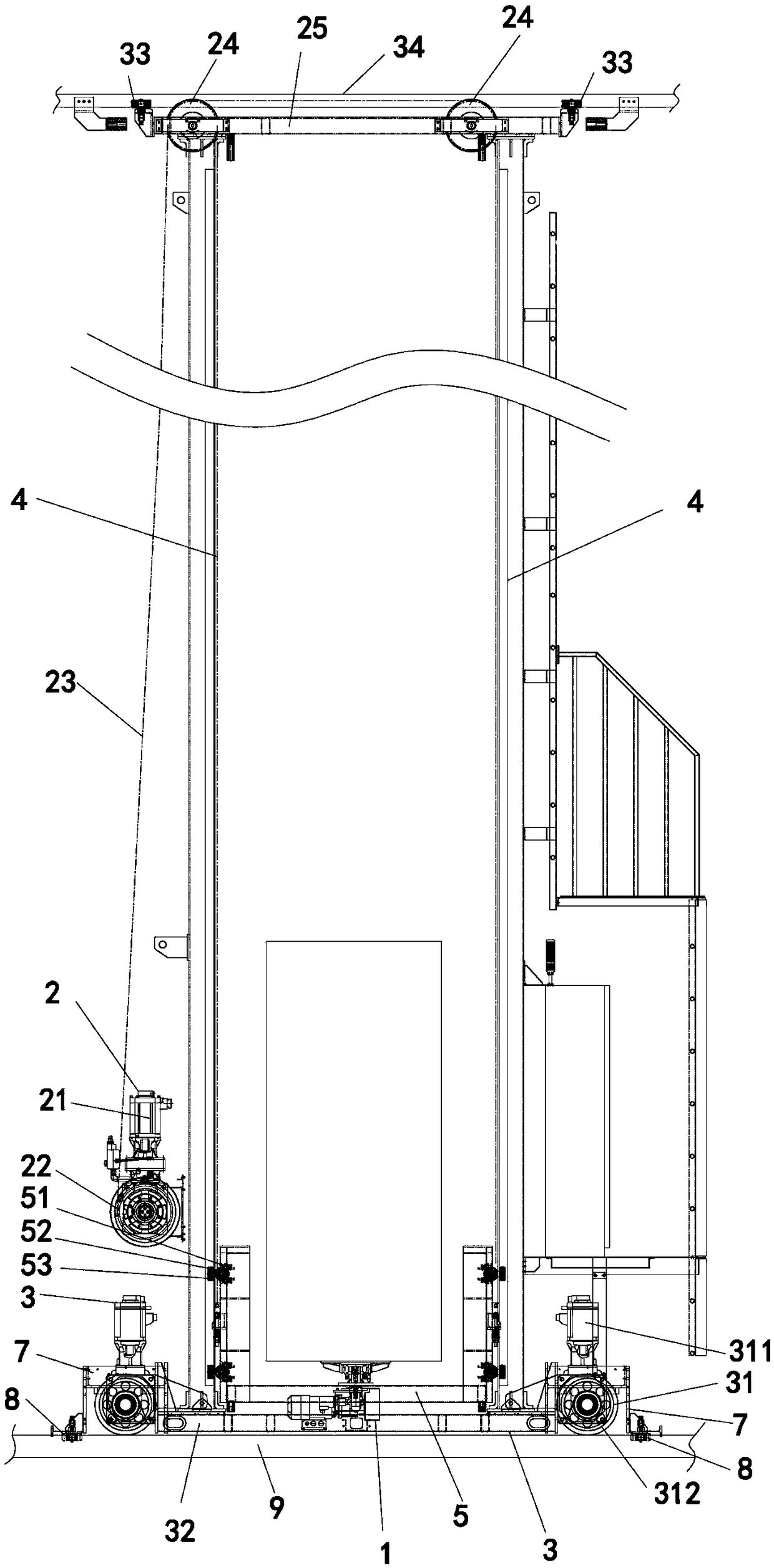 Cabinet stacking machine with anti-tilting device