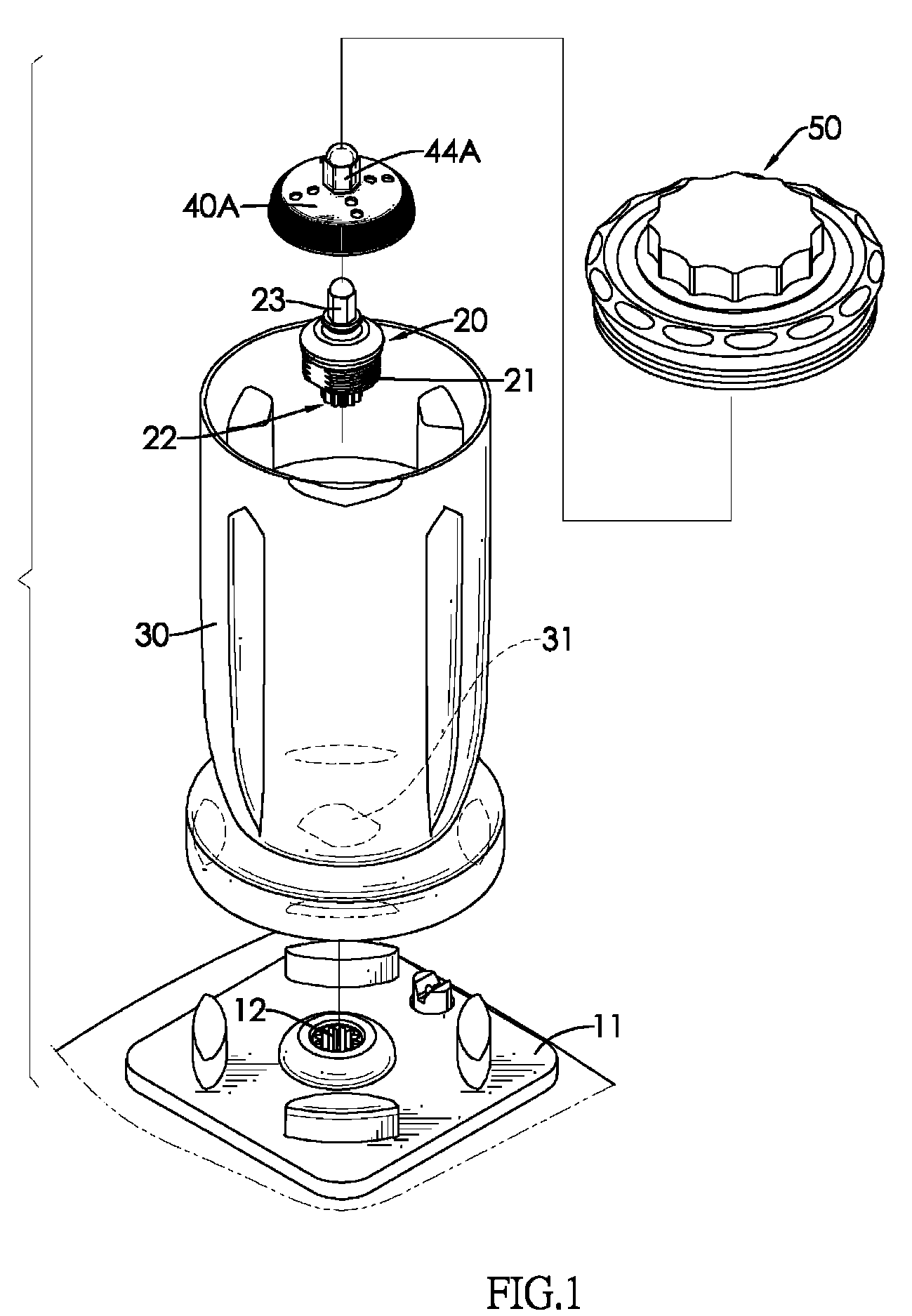 Blender with stirring disk