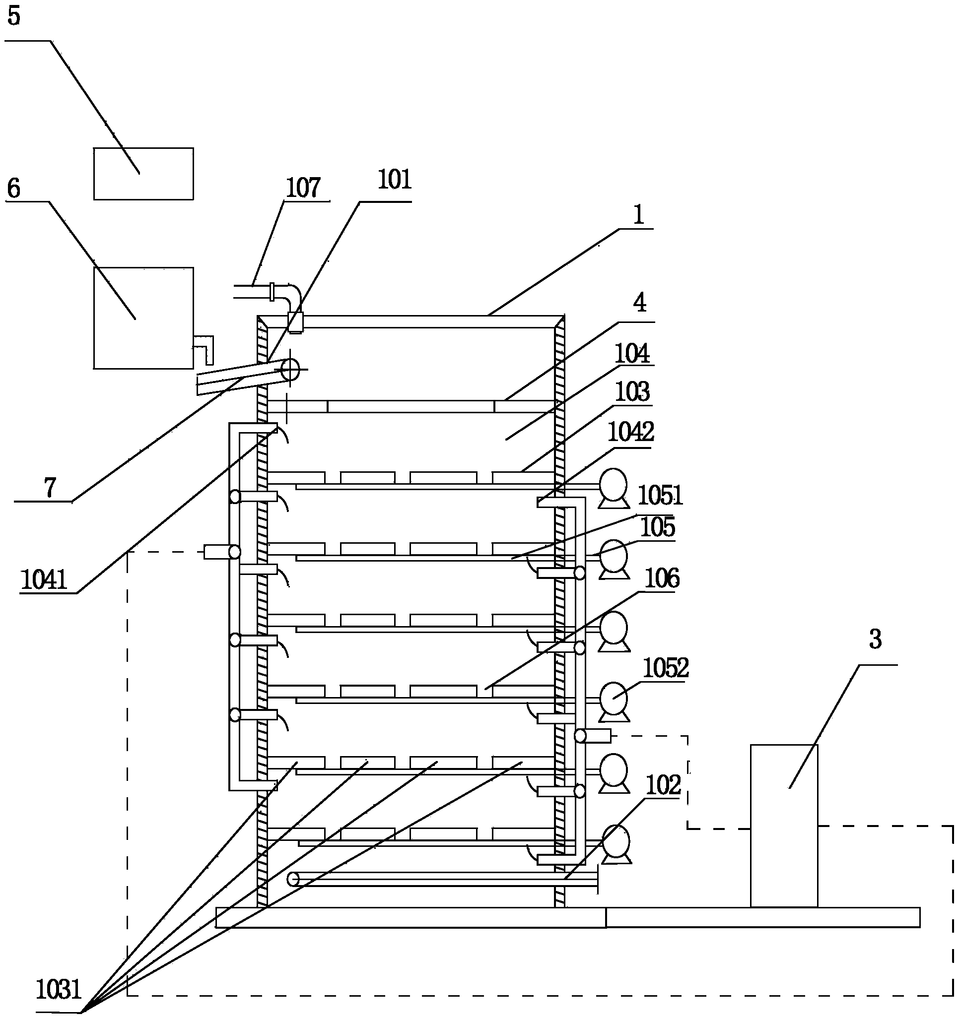 Bio-drying and dehumidifying coupled heat-pump flap tower type sludge drying process and system thereof