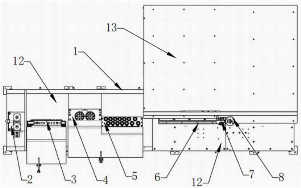 Steel bar straightening, bending and shearing continuous production device