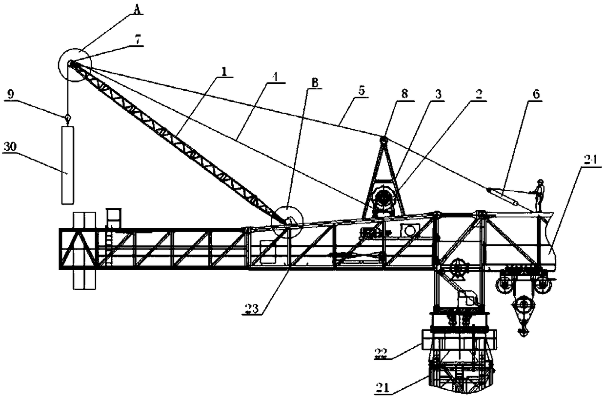 Self-disassembly device of upper mechanism of crane, crane and self-disassembly method