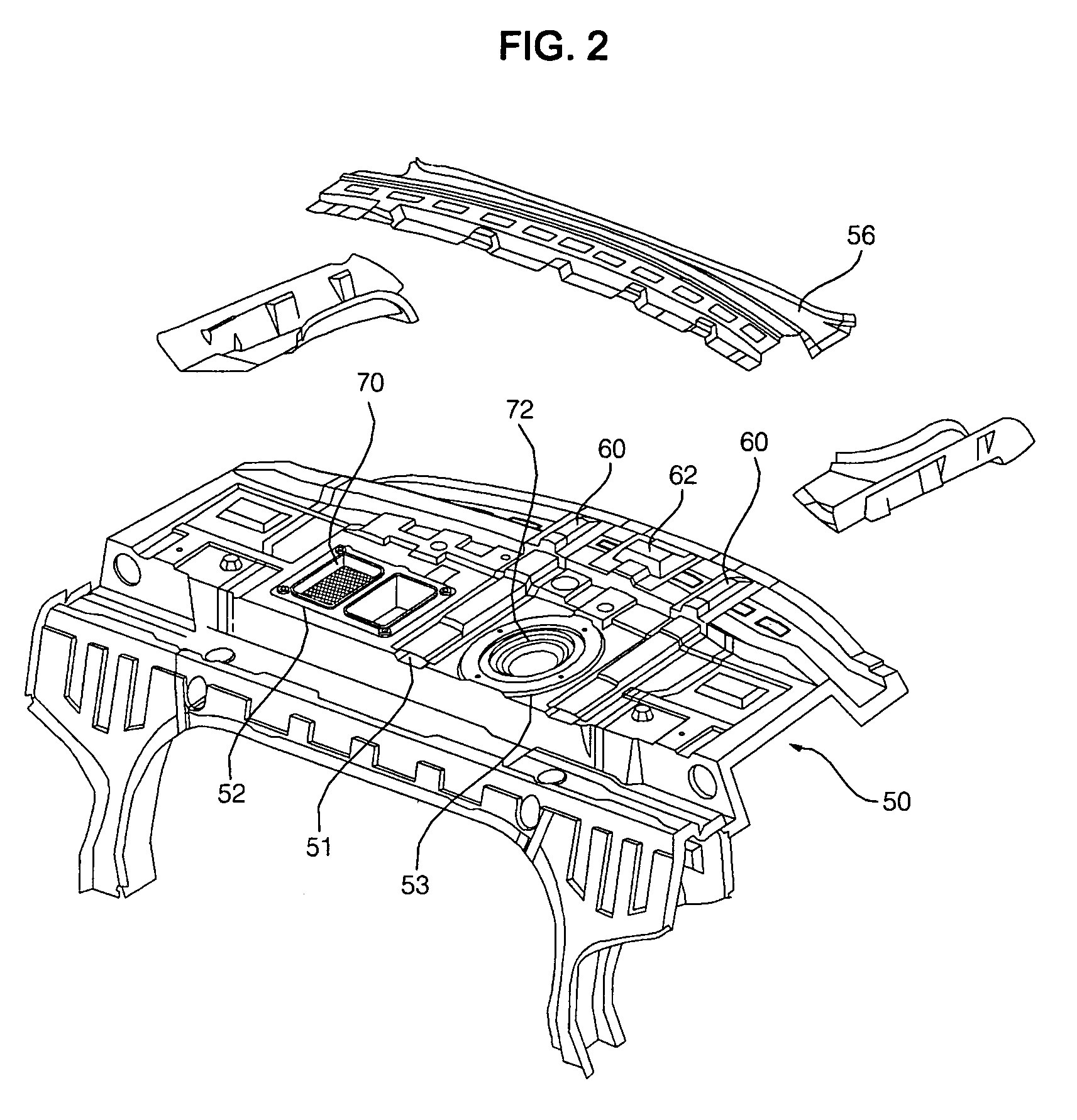 Package tray of vehicles and reinforcing structure thereof