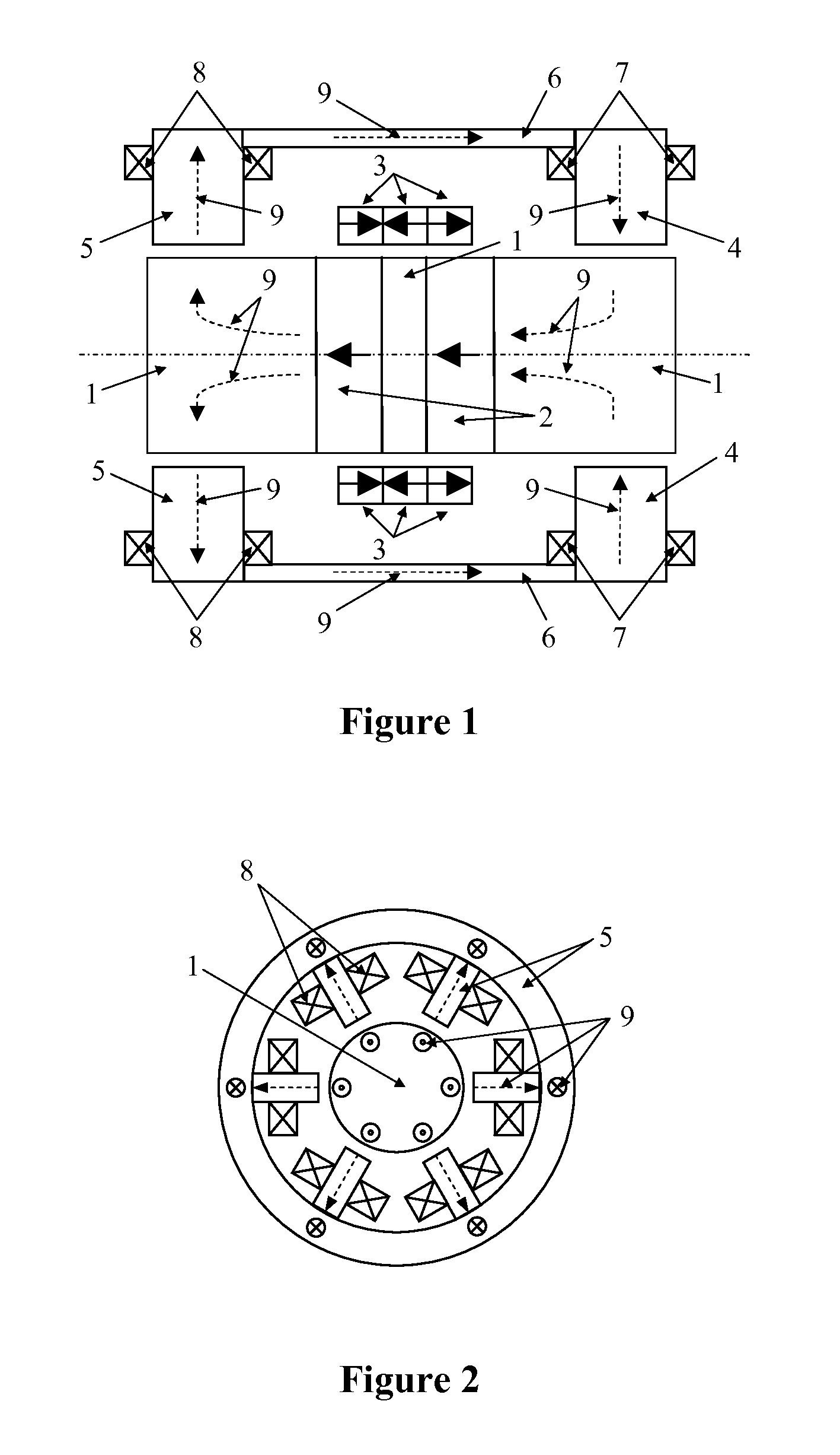 Hybrid Five Axis Magnetic Bearing System Using Axial Passive PM Bearing Magnet Paths and Radial Active Magnetic Bearings with Permanent Magnet Bias and Related Method