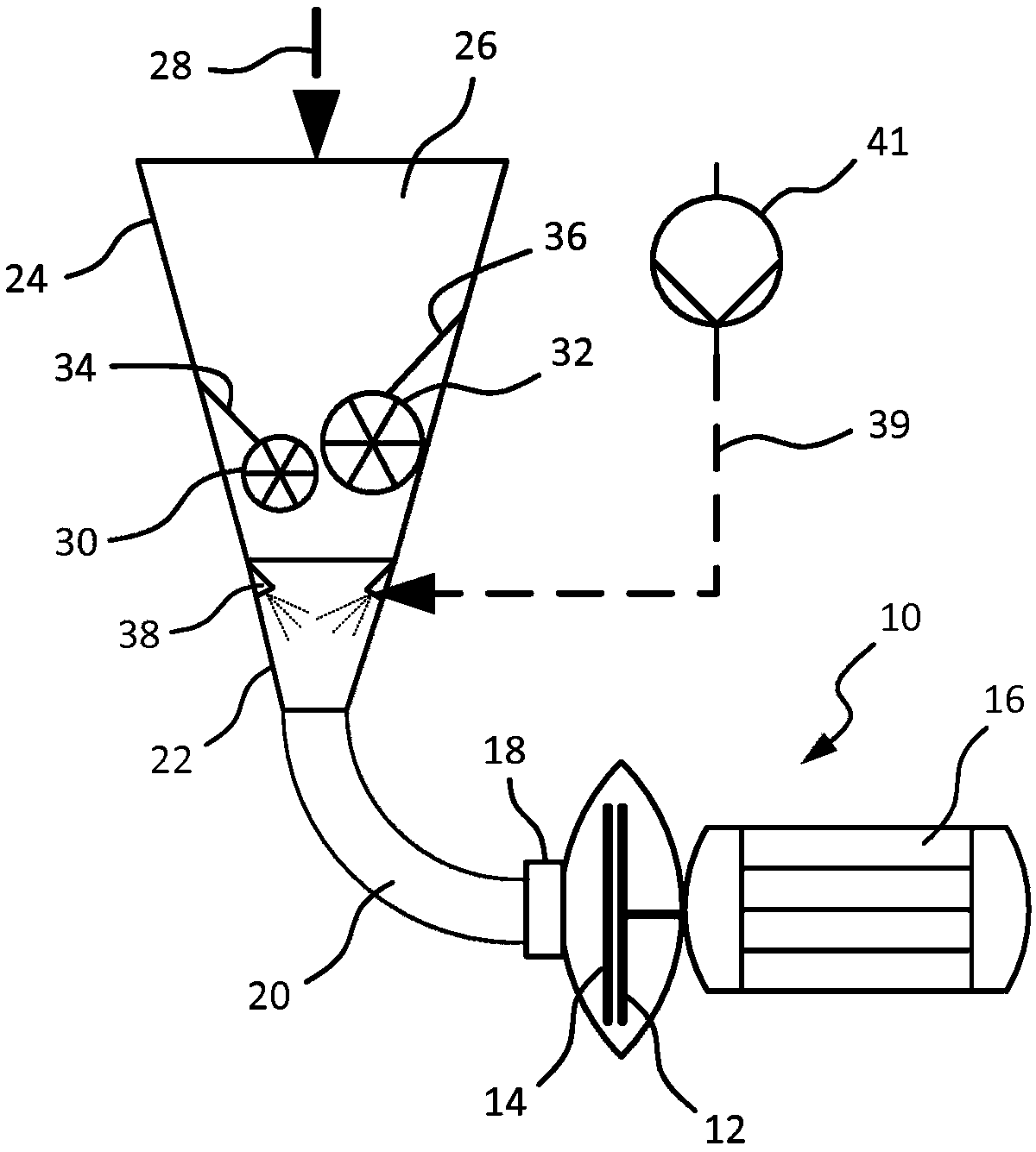 Device and method for the joint feeding of plastic particles and a liquid into a purification device