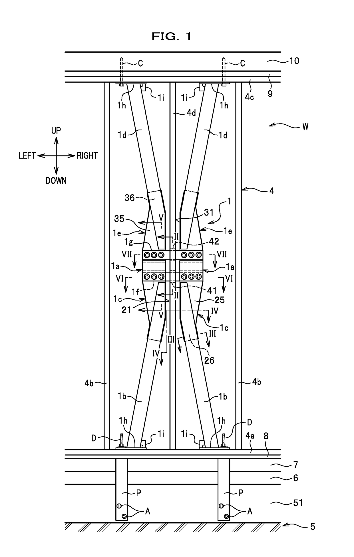 Vibration damper device and load-bearing wall structure