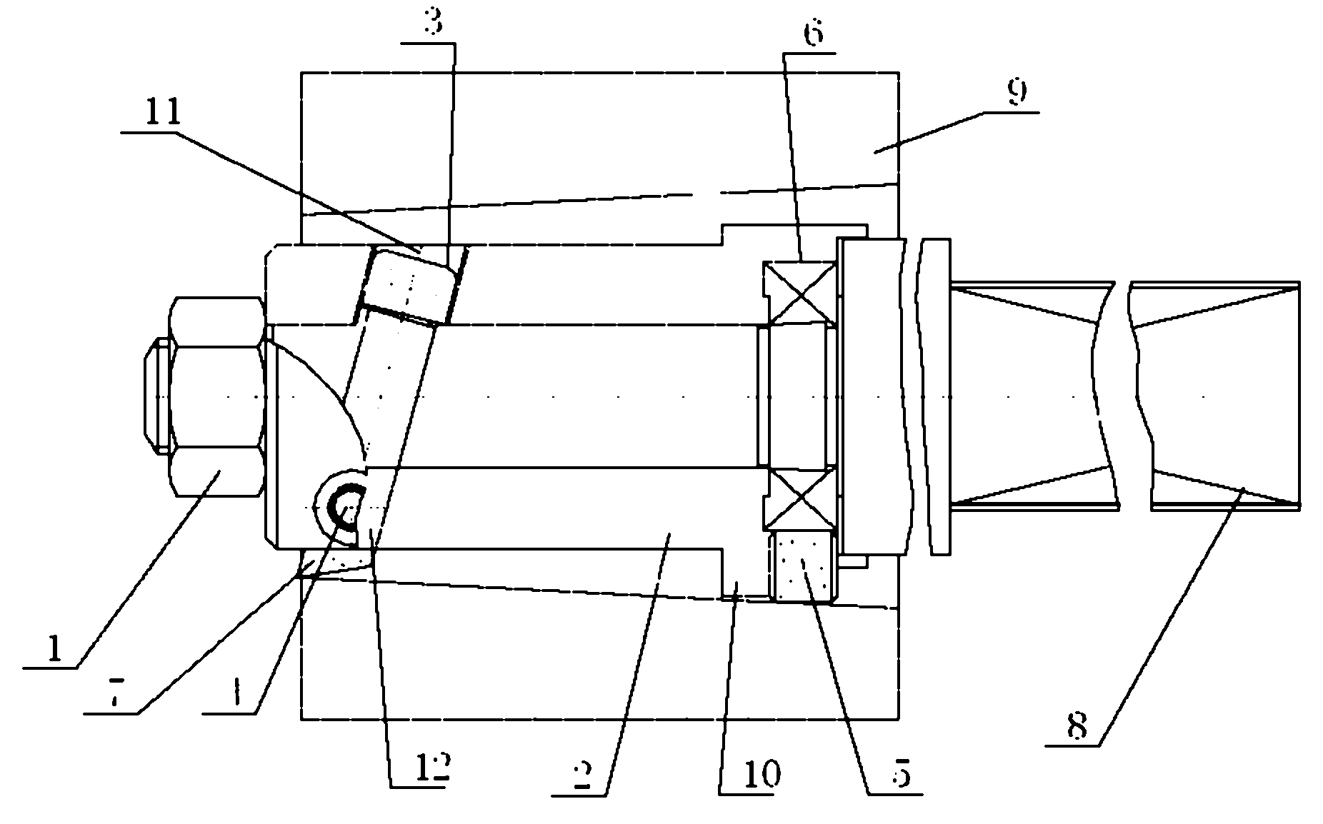 Combined turning rolling device used for processing taper hole