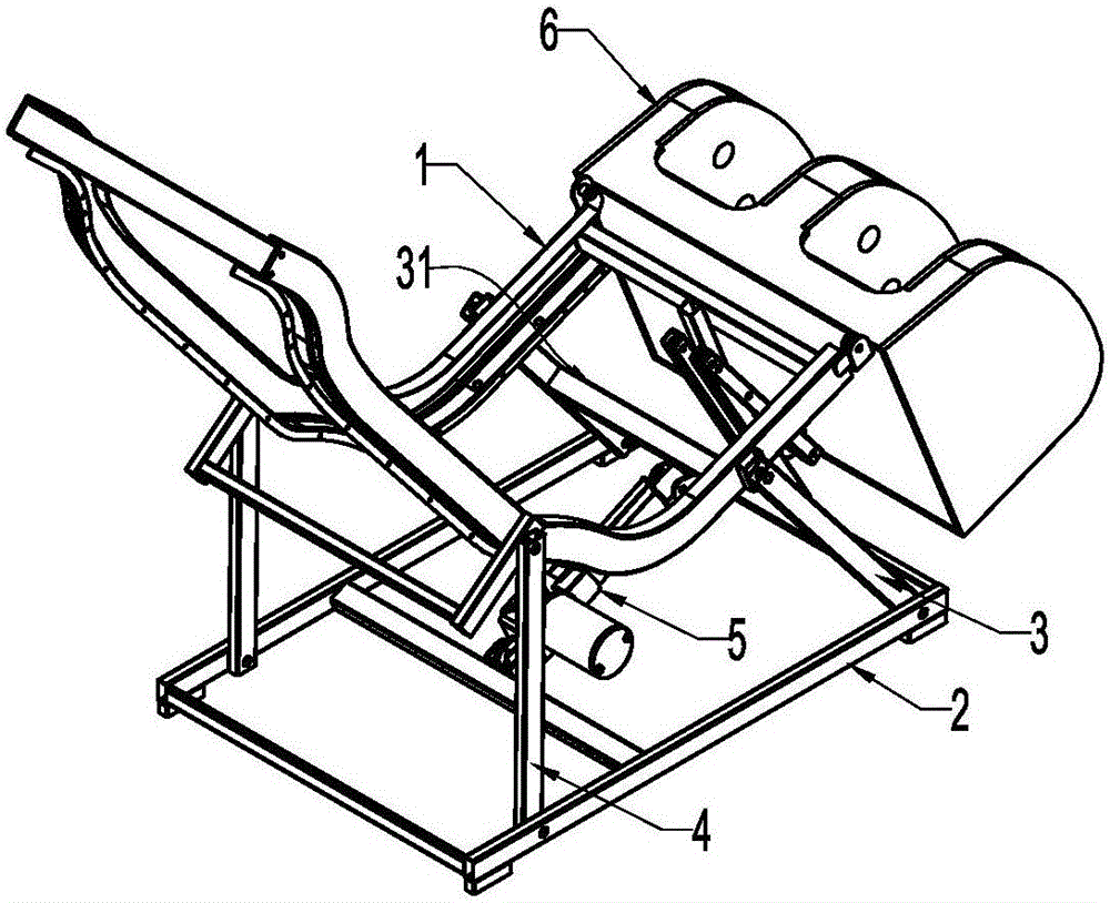 Forward-moving zero-gravity massage chair frame