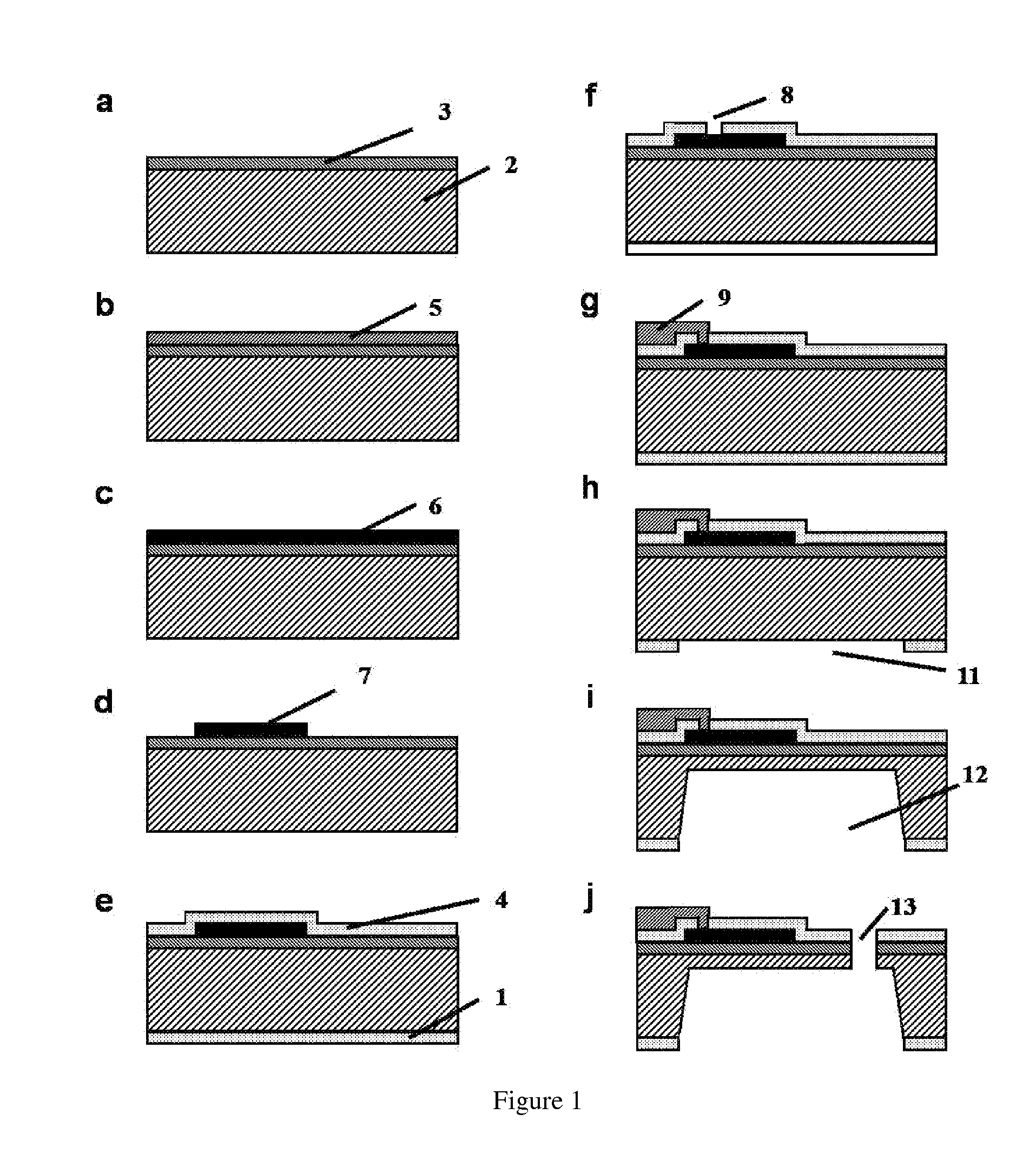 Sensor for quantitative measurement of electromechanical properties and microstructure of nano-materials and method for making the same