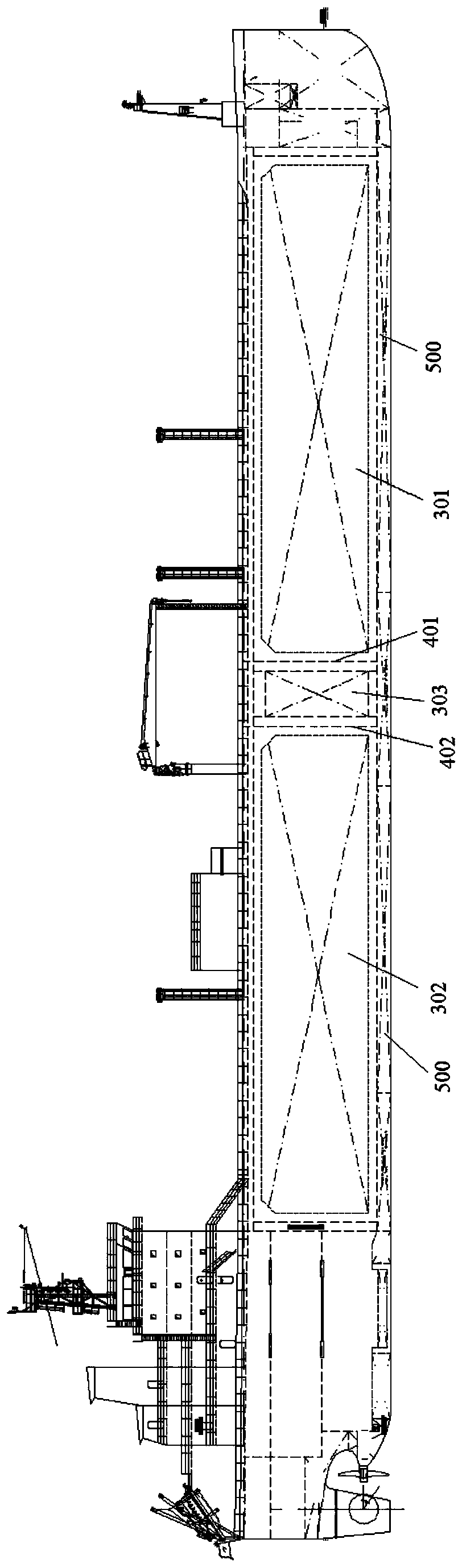 Liquid cargo tank arrangement form capable of effectively reducing 20000-30000 m&lt;3&gt; liquefied gas carrier cost