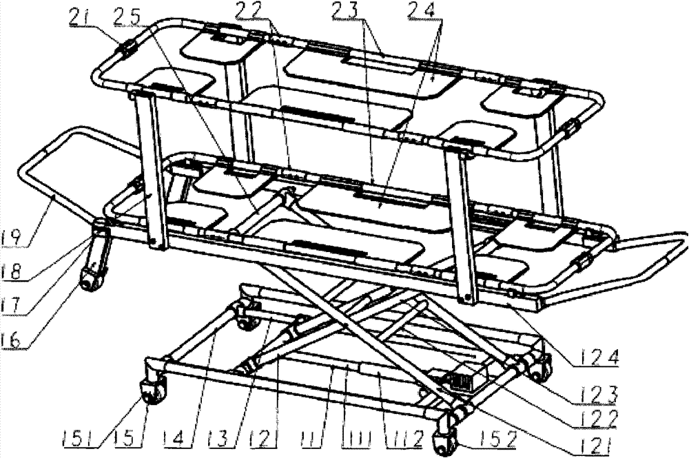 Rescue stretcher of split folding type