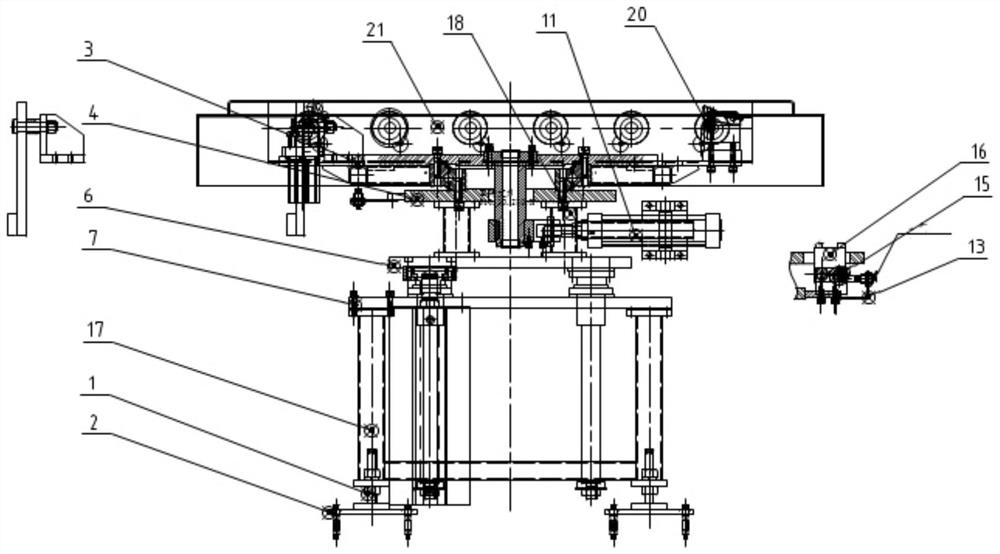 Engine cylinder body lifting, rotating and conveying device