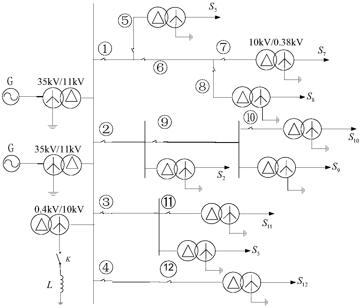 Resonance grounding system single phase grounding fault section positioning method utilizing phase voltage current break variable phase characteristics