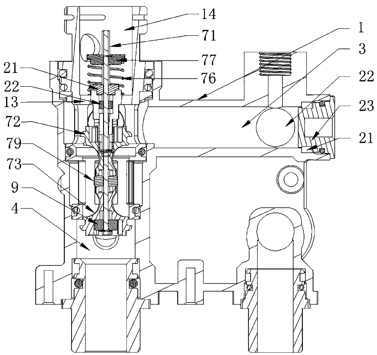 Three-way valve structure