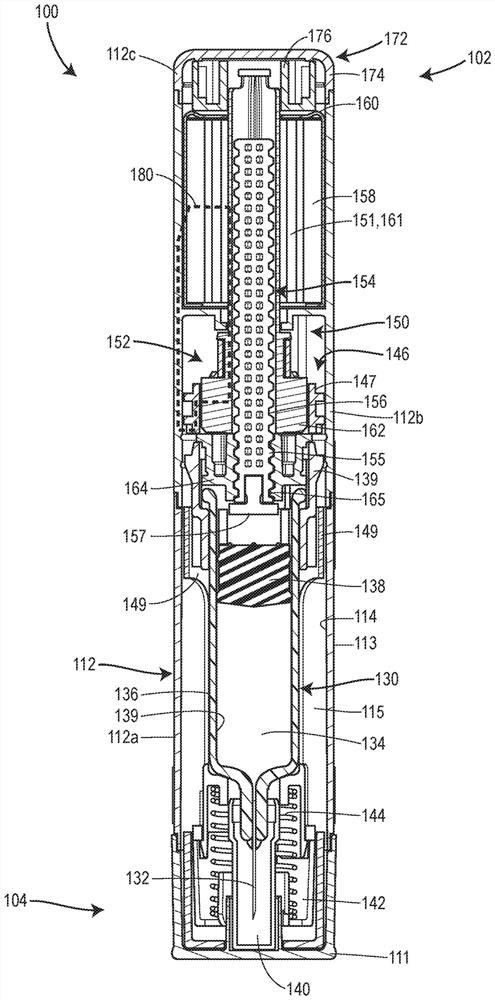 Injection systems for drug delivery with internal force transmission