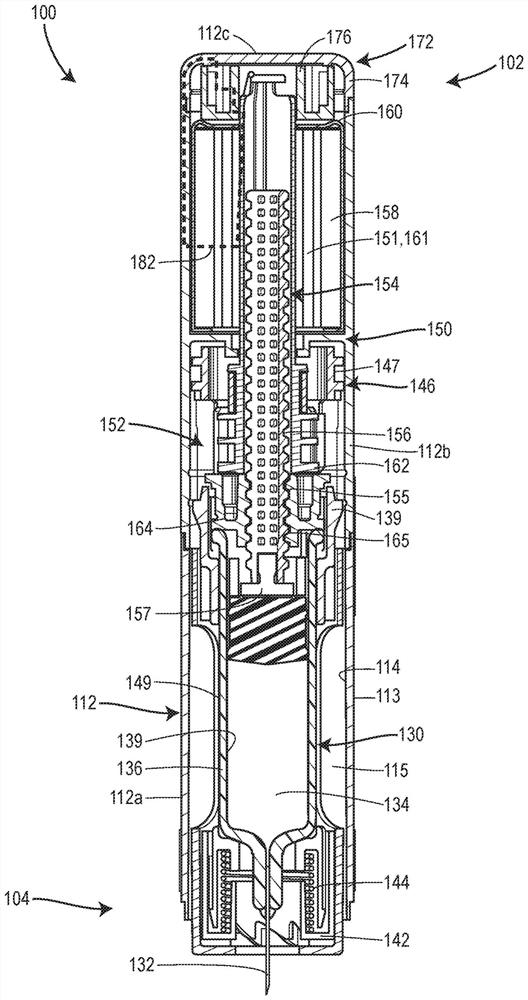 Injection systems for drug delivery with internal force transmission