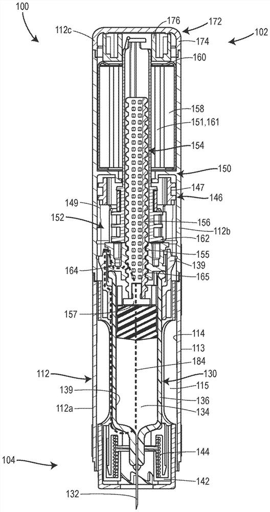 Injection systems for drug delivery with internal force transmission