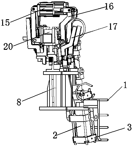 A rear cover outer plate assembly welding mechanism