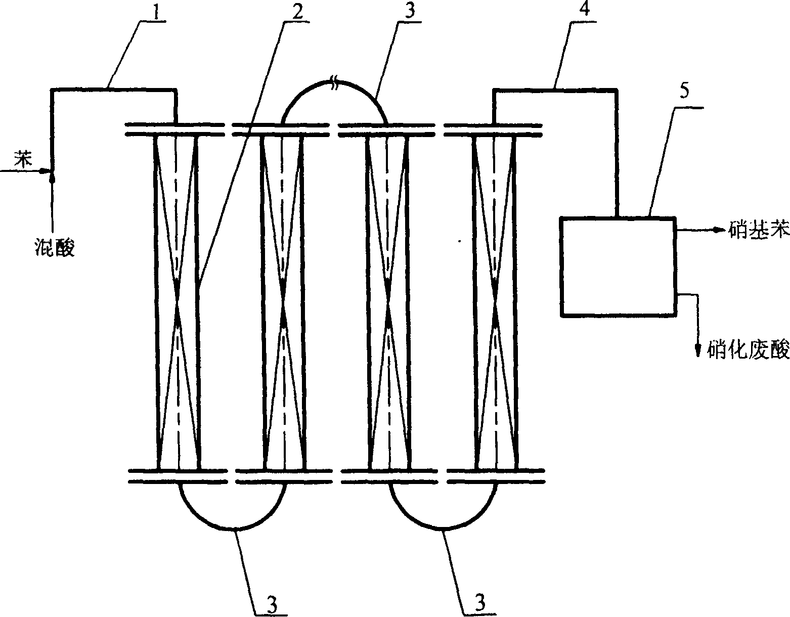Apparatus and method for preparing nitrobenzene by nitration of tubular benzene