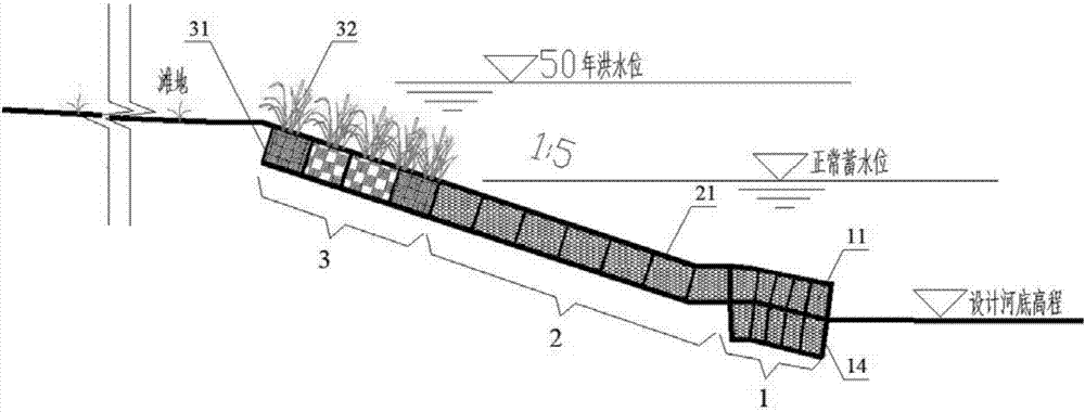 Self-purification water body ecological soft structure protection slope and construction method thereof