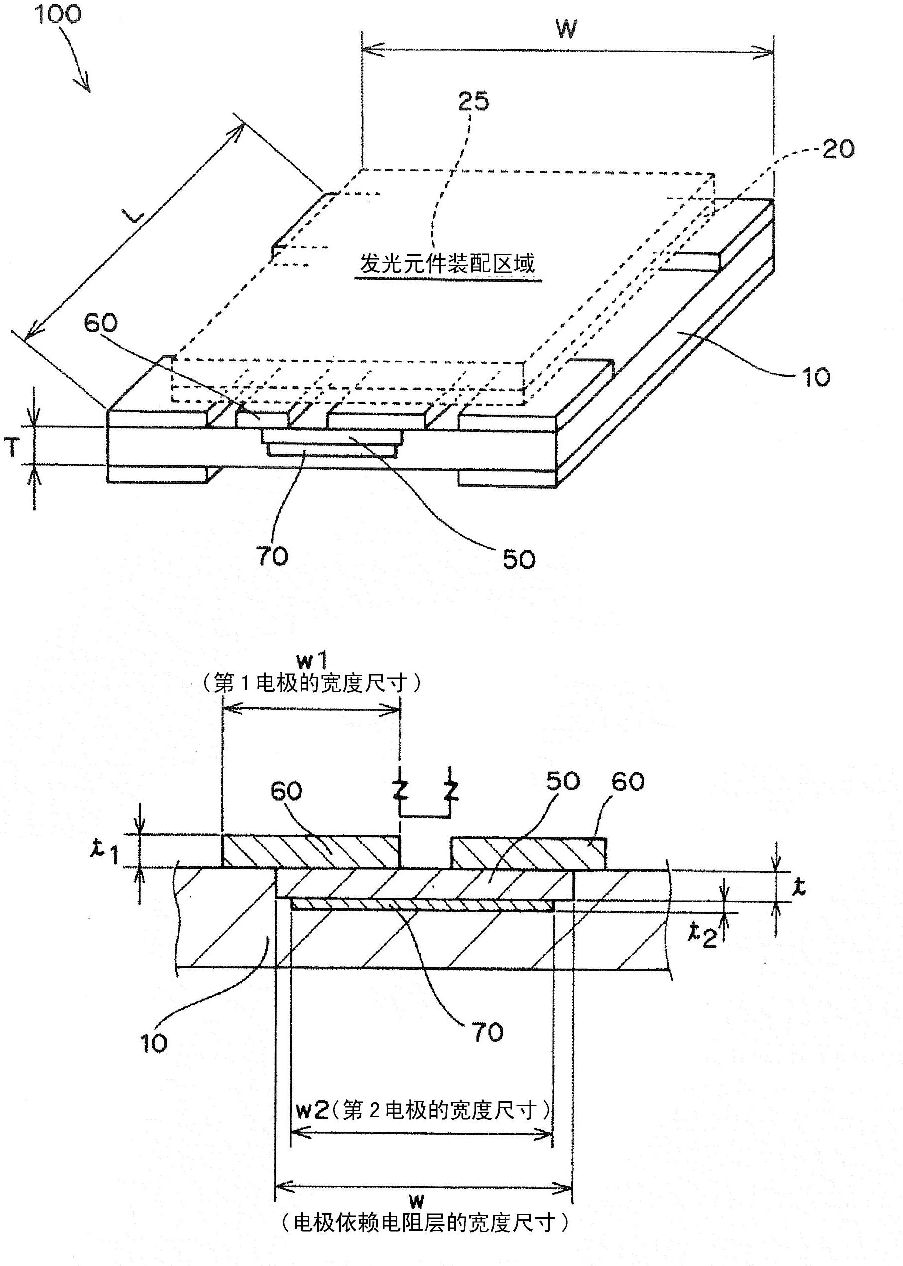 Substrate for light emitting element, method for manufacturing same, and light emitting device