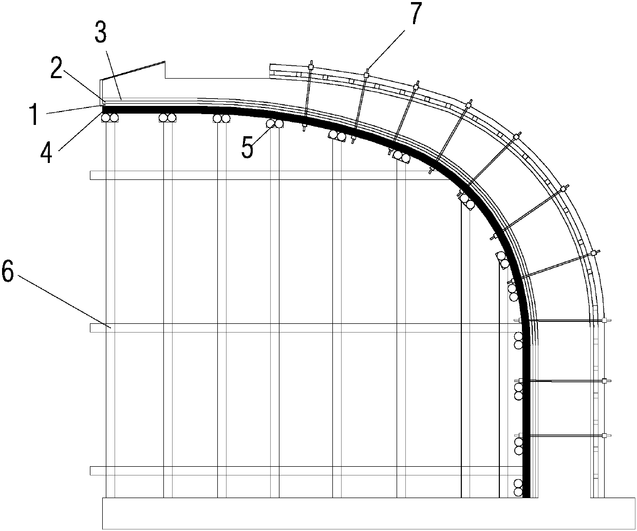 Construction method of compound formwork for special-shaped hyperboloid wood-grain fair-faced concrete wall