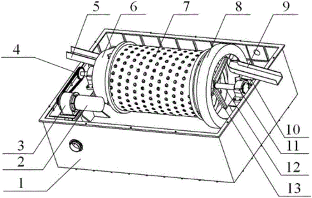Drum device for online continuous quenching of inclined rolled steel balls