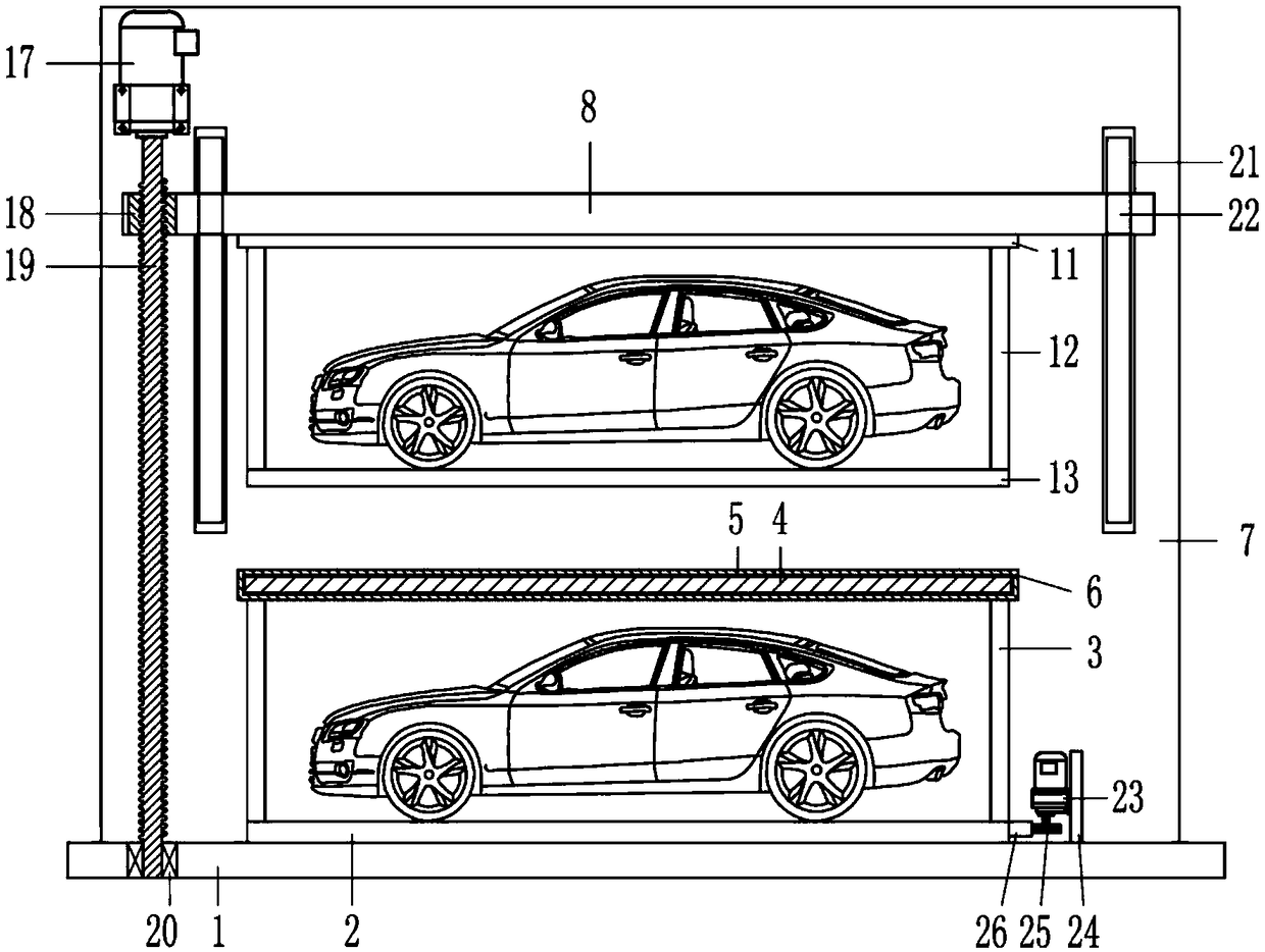 Two-layer three-dimensional garage providing convenience for parking and taking