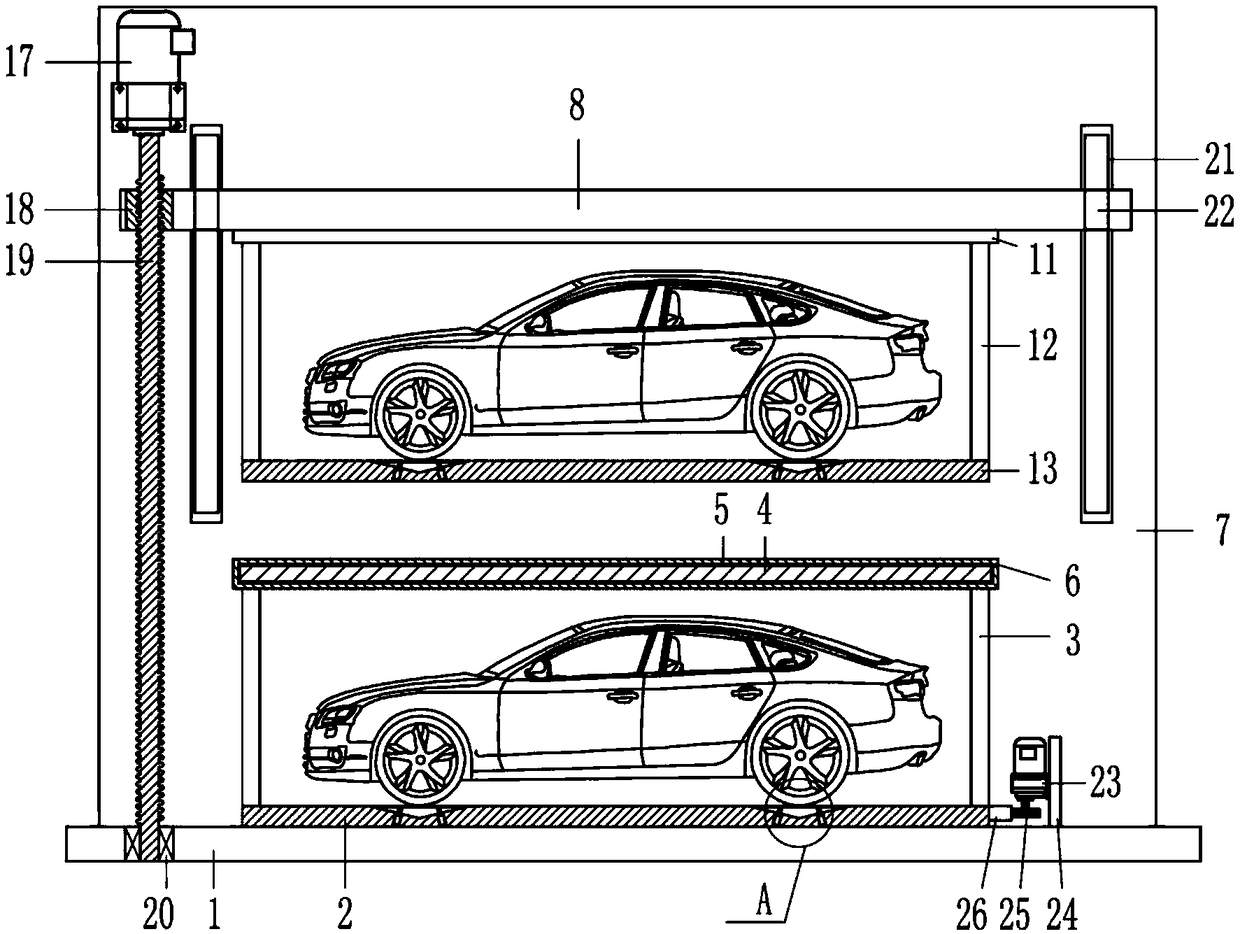 Two-layer three-dimensional garage providing convenience for parking and taking