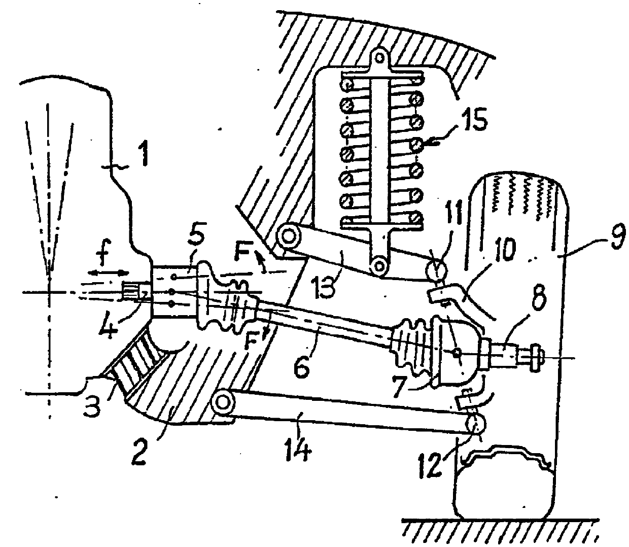Lateral drive shaft of drive train of motor vehicle comprising internal combustion engine and transducer