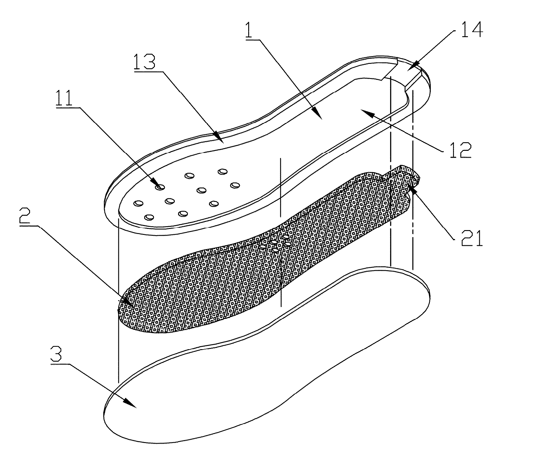 Ventilating insole structure