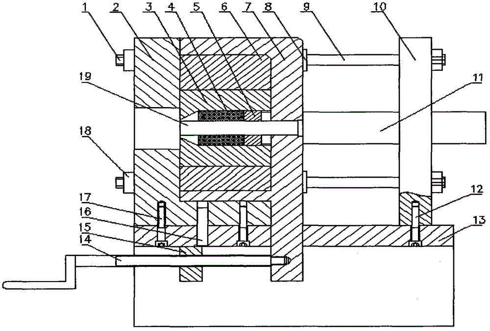 Shaping device for preparing bent tube by virtue of differential-velocity extrusion of dual male dies