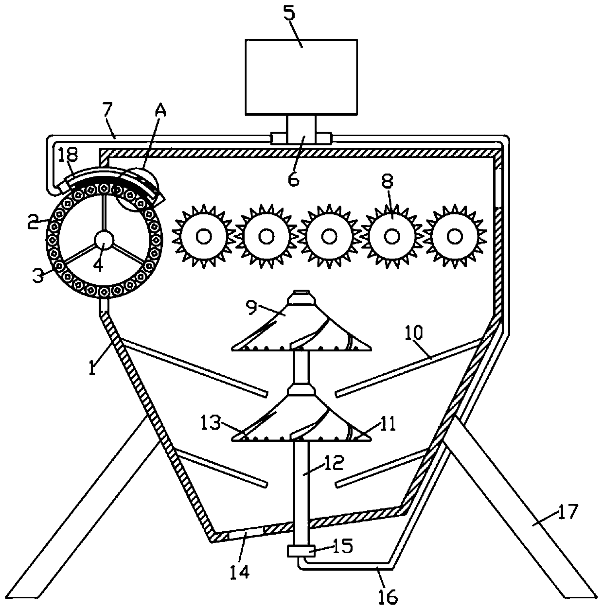 Lithium battery graphite negative electrode material recycling device